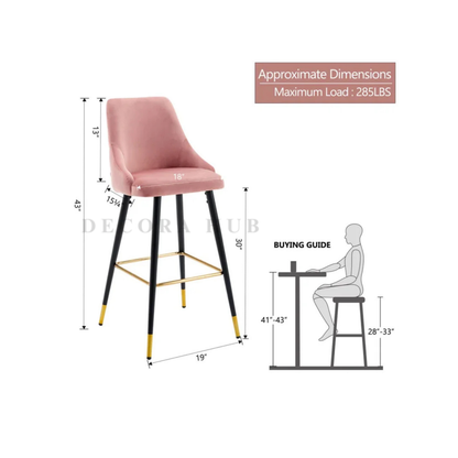 The Sovereign Wingback Stool in Pink Colour – Pink Velvet Wingback Stool by DecoraHub