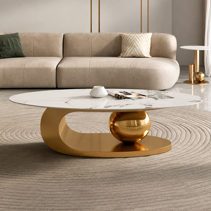 DecoraHub Gold Luxurious Marble Coffee Table