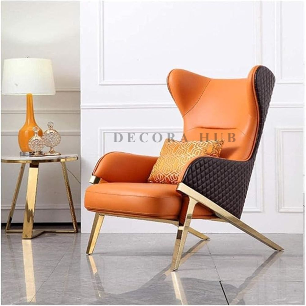 Luxurious Orange & Black Combination Lounge Chair