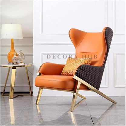 Luxurious Orange & Black Combination Lounge Chair