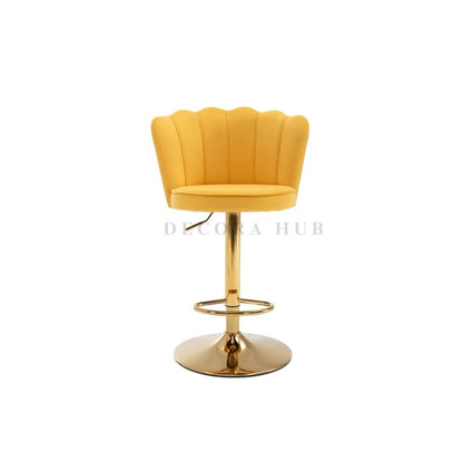Luxury Yellow Velvet Bar Stool – Yellow Velvet Bar Stool by DecoraHub