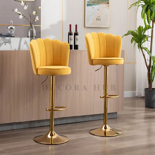 Luxury Yellow Velvet Bar Stool