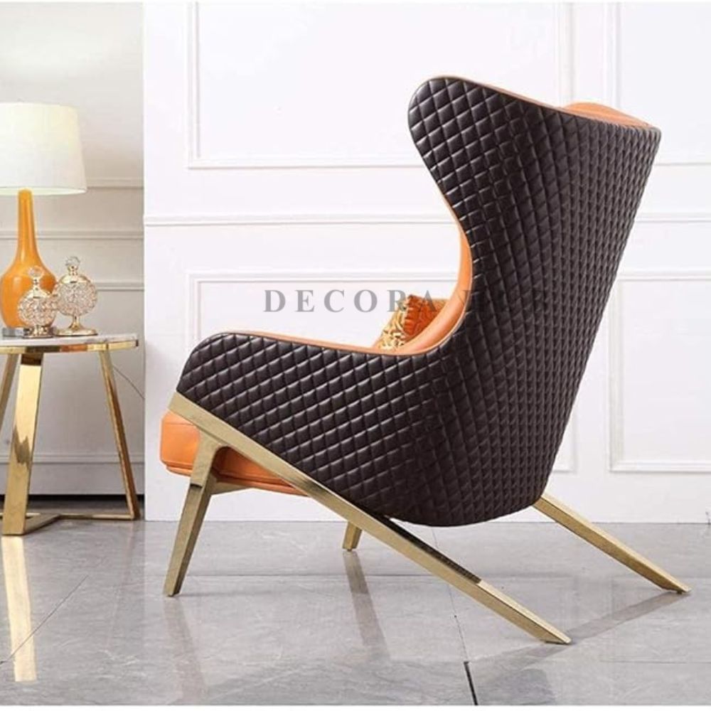 Luxurious Orange & Black Combination Lounge Chair