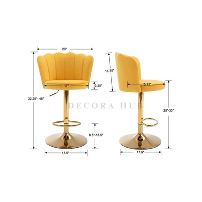 Luxury Yellow Velvet Bar Stool – Yellow Velvet Bar Stool by DecoraHub