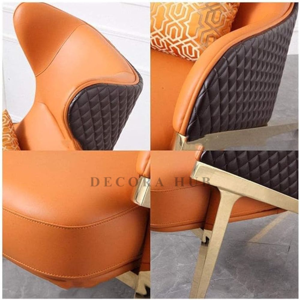 Luxurious Orange & Black Combination Lounge Chair