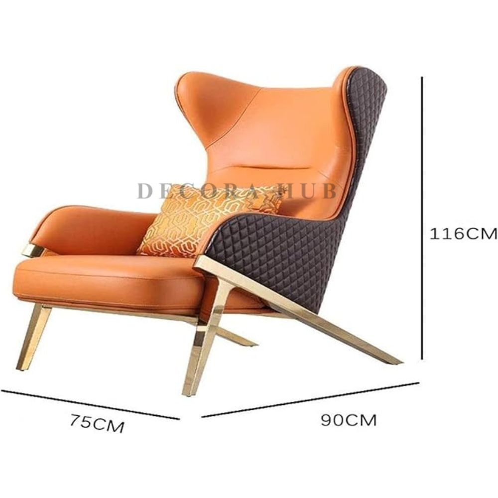 Luxurious Orange & Black Combination Lounge Chair