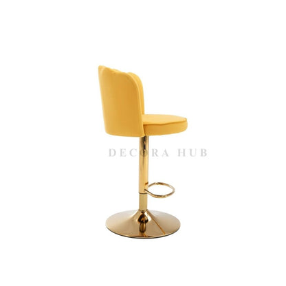 Luxury Yellow Velvet Bar Stool – Yellow Velvet Bar Stool by DecoraHub