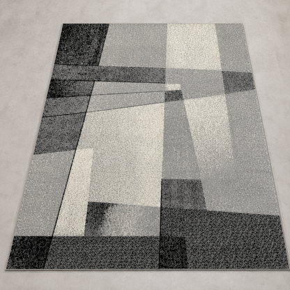 Abstract Grey & Black Carpet for Living Room – grey and black abstract area carpet by DecoraHub (view 4)