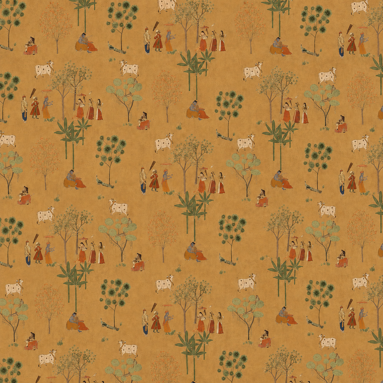 Mustard Gold Pastoral Folk Tales Wallpaper