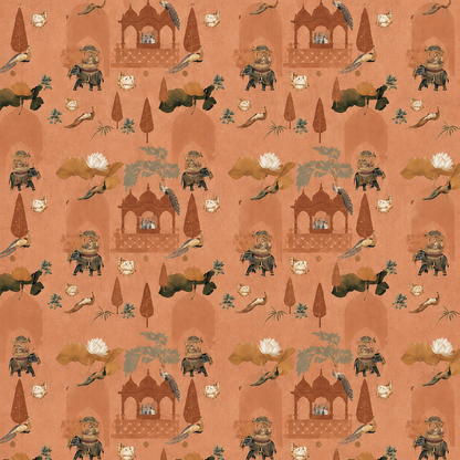 Terracotta Royal Procession Wallpaper