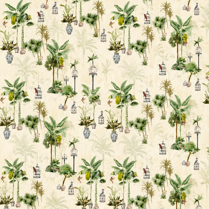 Potted Palm Chinoiserie Wallpaper