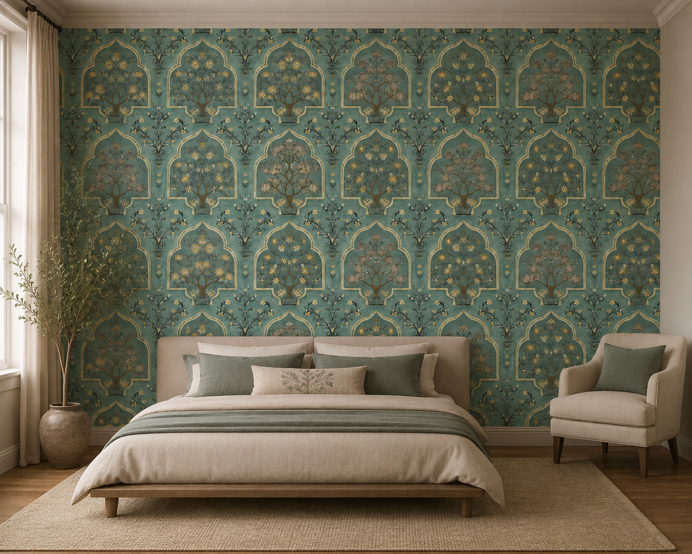 Jade Mughal Arch Tree Wallpaper