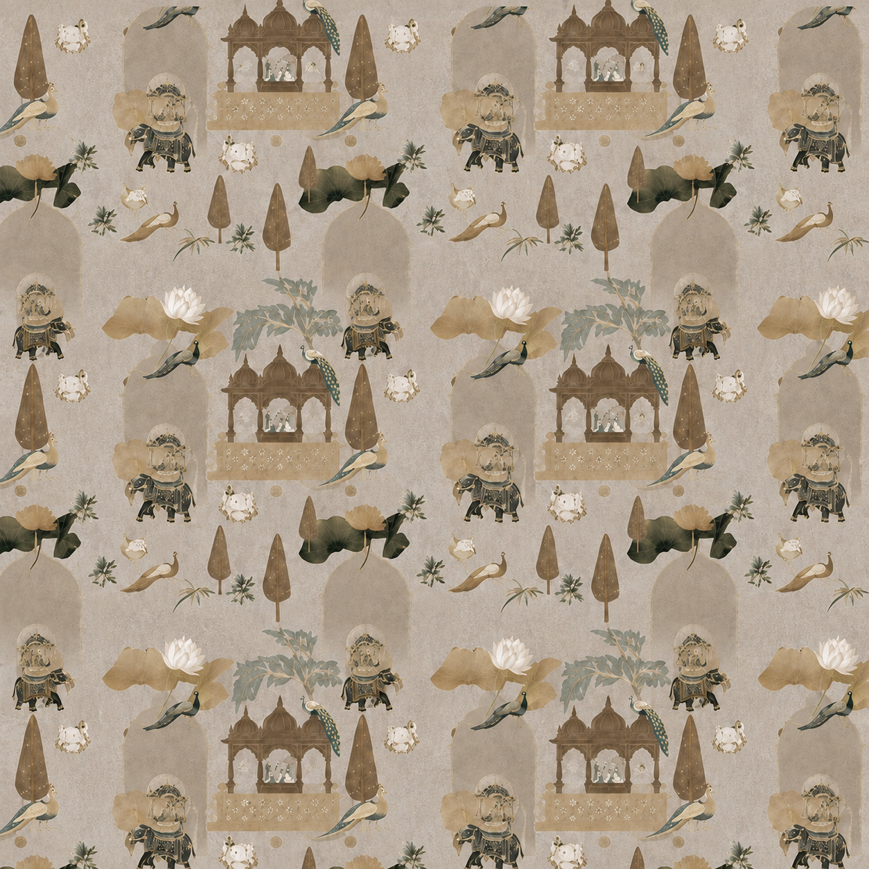 Stone Grey Royal Procession Wallpaper