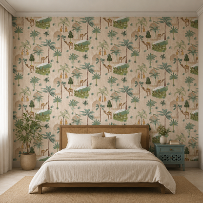Desert Oasis Caravan Wallpaper