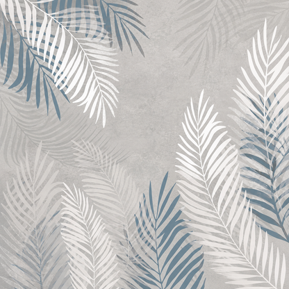 Concrete Grey Palm Frond Mural Wallpaper