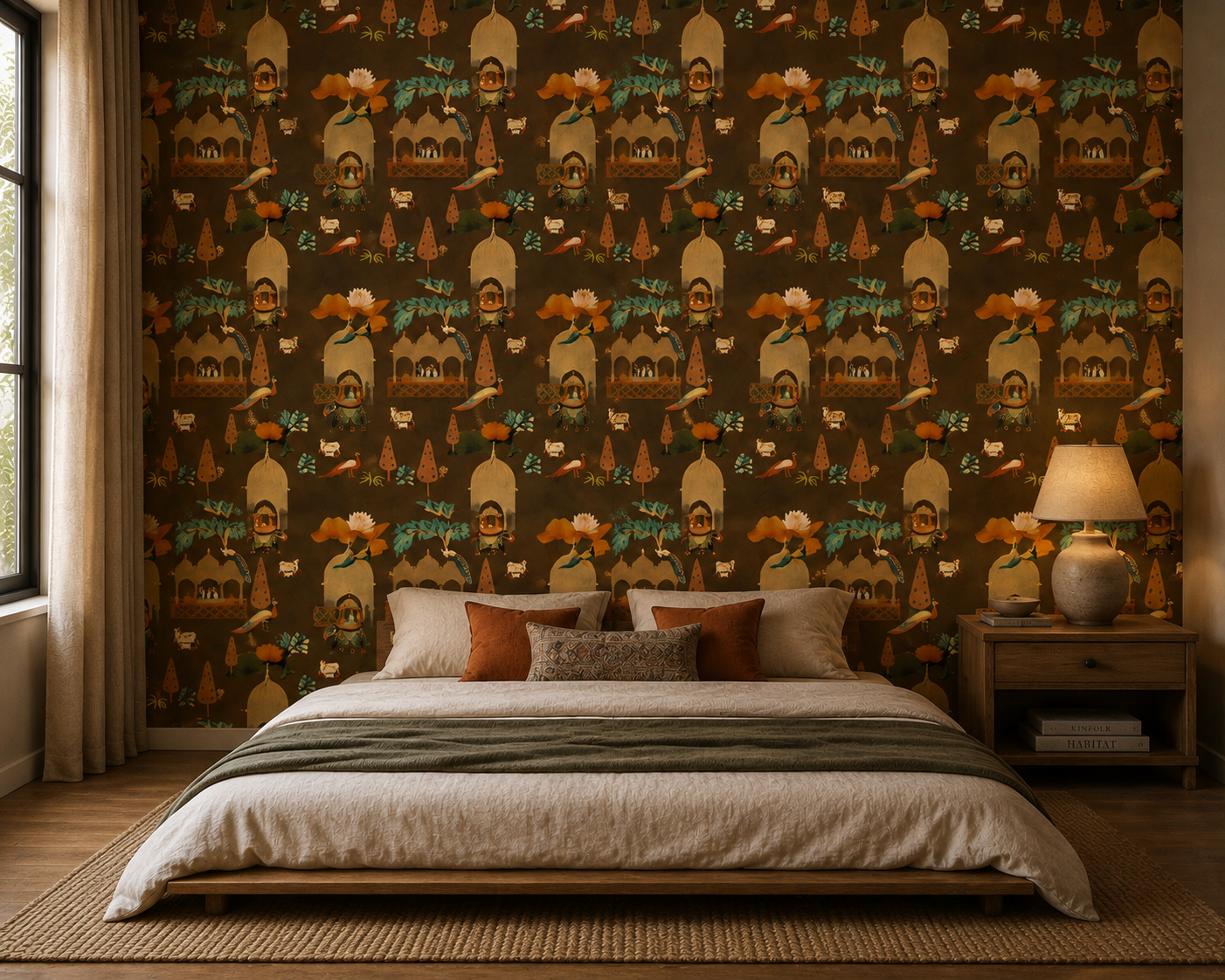 Chocolate Brown Royal Procession Wallpaper