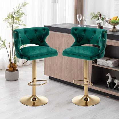 Luxury Emerald Green Velvet Bar Stool – Emerald Green Velvet Bar Stool by DecoraHub