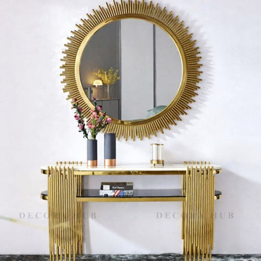 Decorative Console With Round Mirror