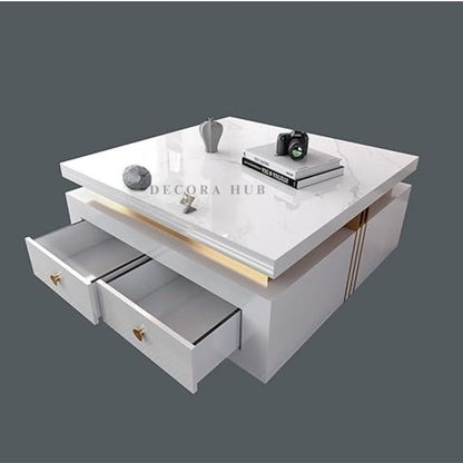 Luxurious White Square Shape Centre Table