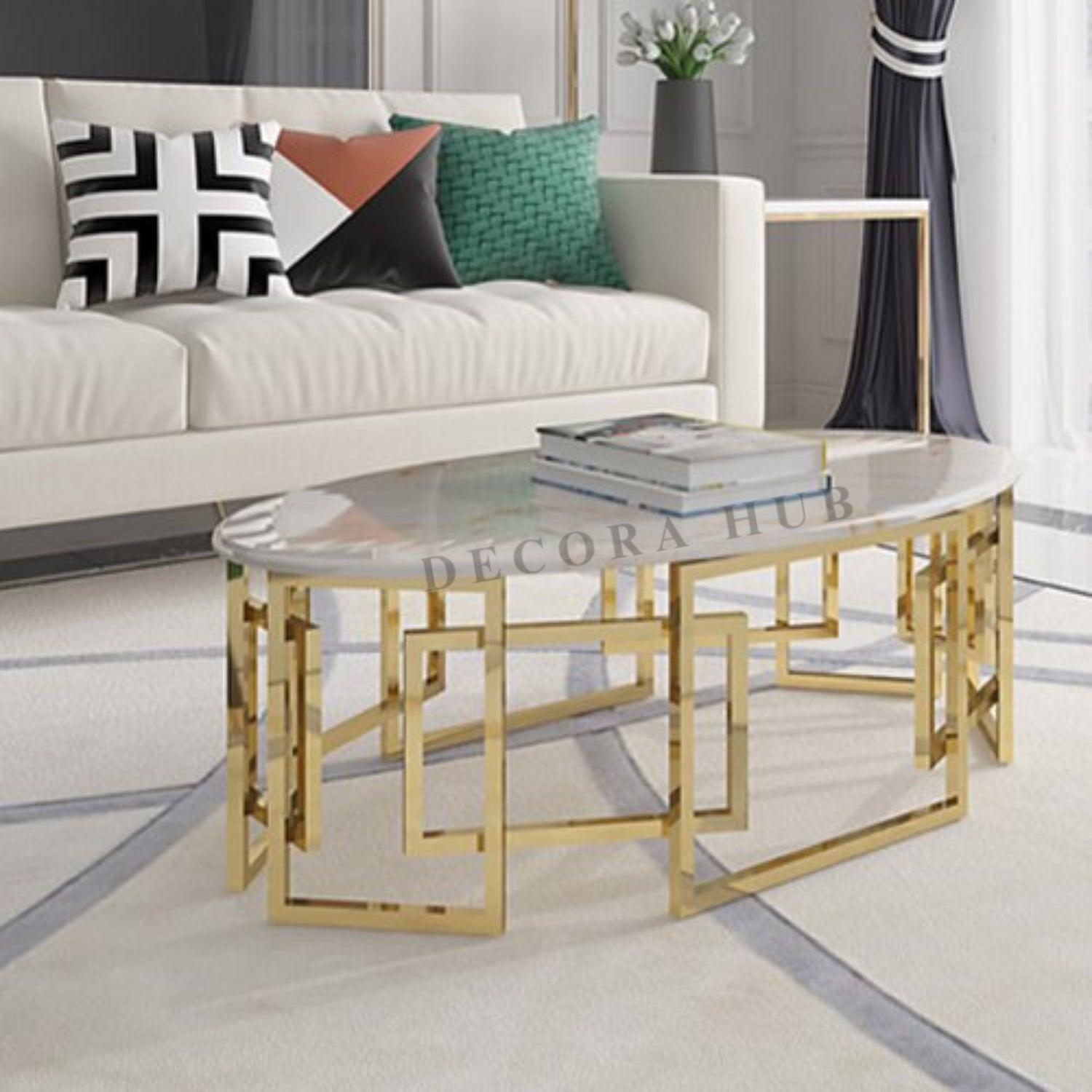 Luxury Oval Marble Top Centre Table