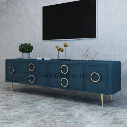 Blue Luxury TV Unit For Living Area – blue finish TV Unit by DecoraHub