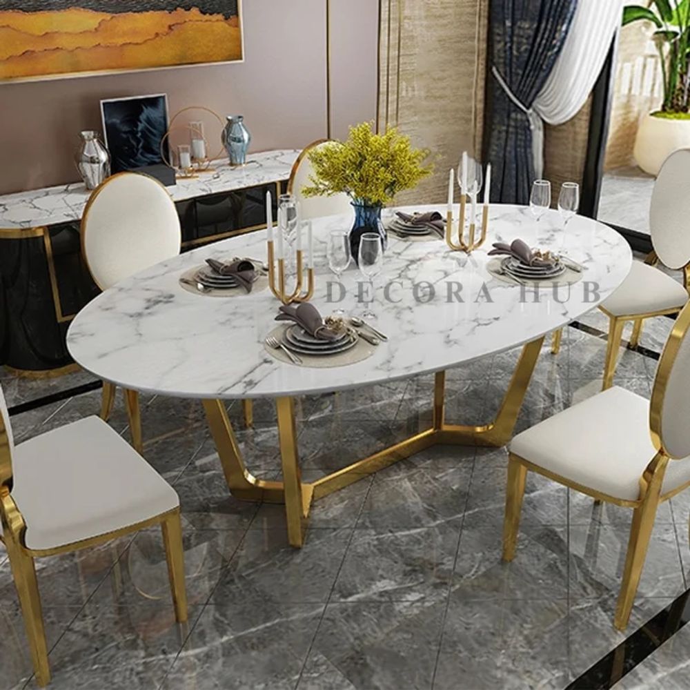 Oval Shape Top Luxurious Dining Table
