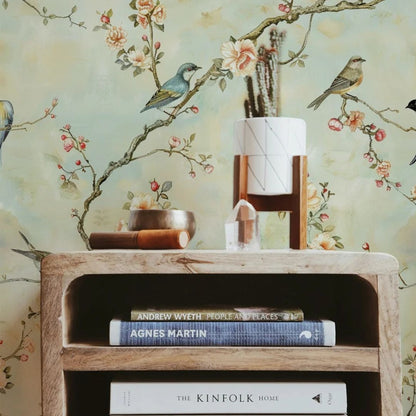 Elegant Bird and Floral Wallpaper