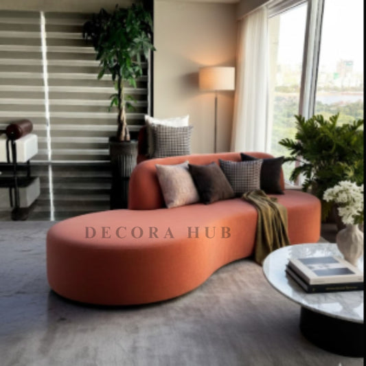 Luxury Curved Sofa With Pink Velvet Upholstry