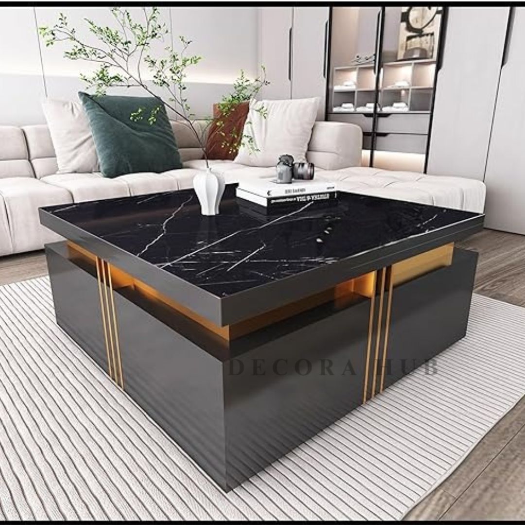 Luxurious Black Square Shape Centre Table