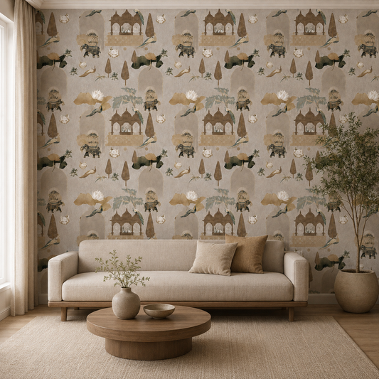 Stone Grey Royal Procession Wallpaper