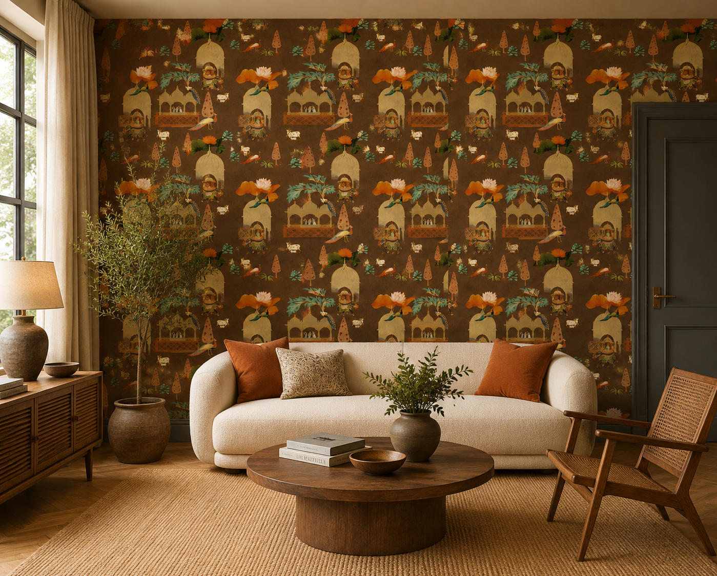 Chocolate Brown Royal Procession Wallpaper