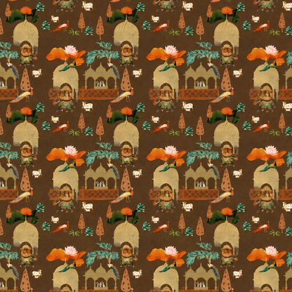 Chocolate Brown Royal Procession Wallpaper