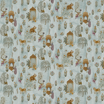 Sage Green Jharokha Palace Wallpaper