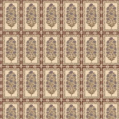 Ivory Framed Thistle Panel Wallpaper