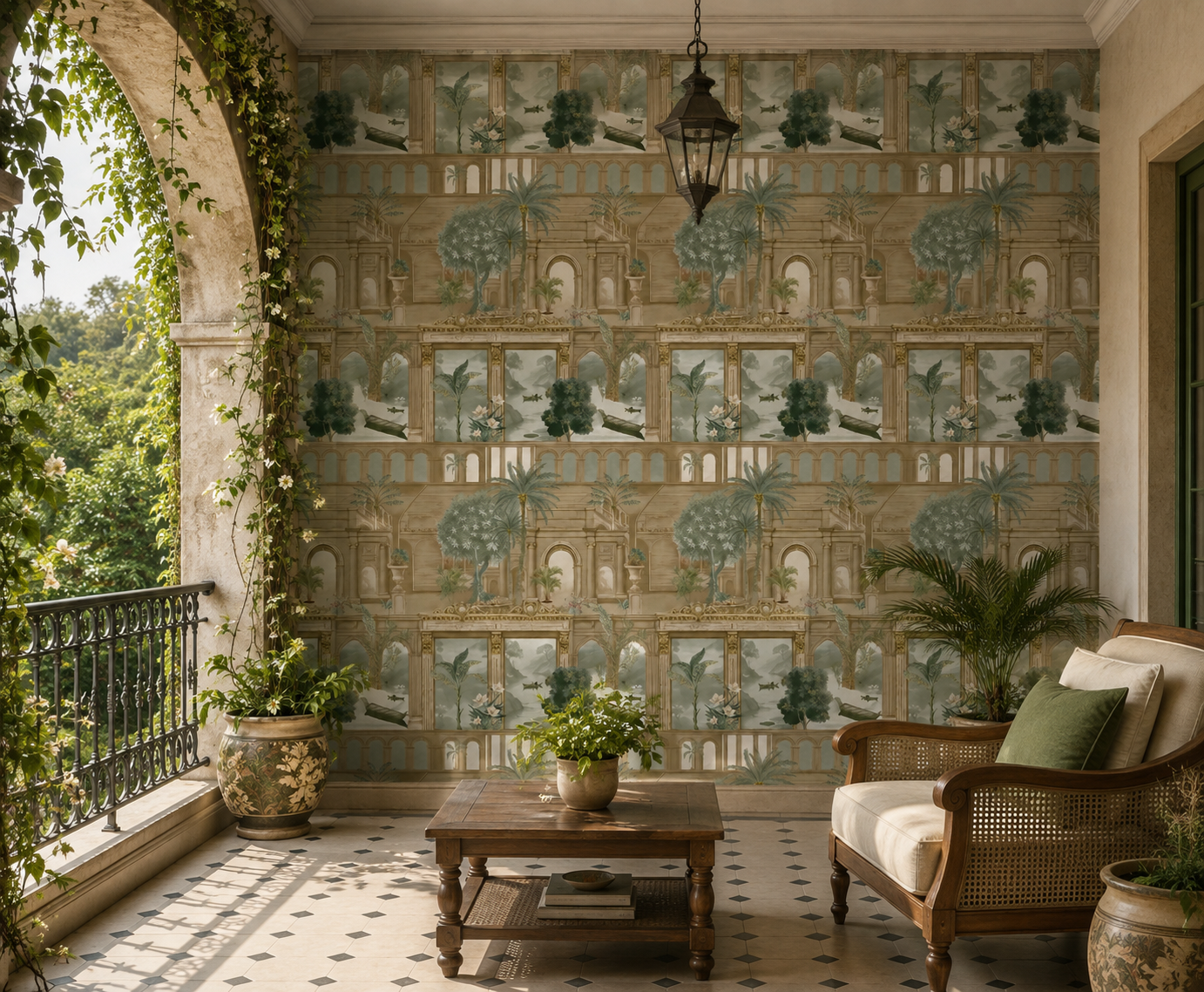 Palazzo Colonnade Garden Wallpaper