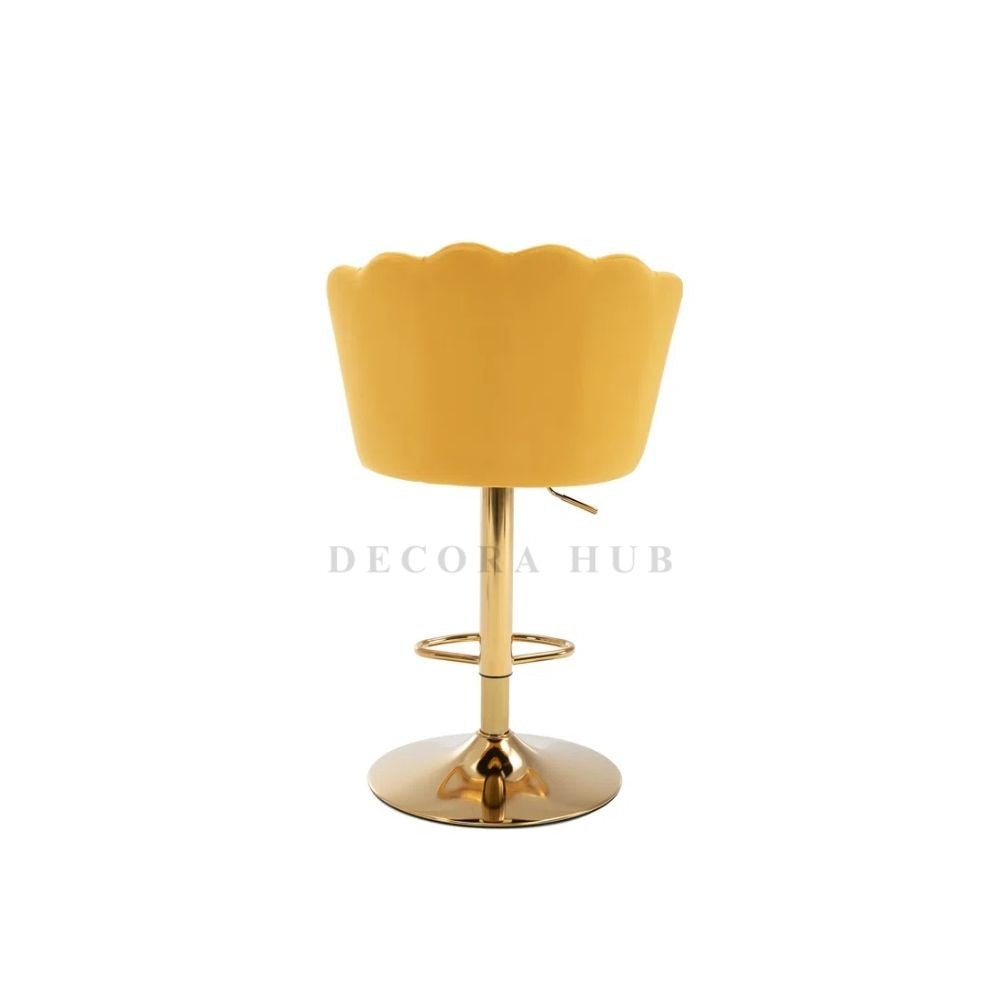 Luxury Yellow Velvet Bar Stool