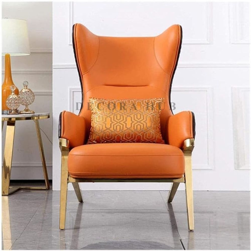 Luxurious Orange & Black Combination Lounge Chair