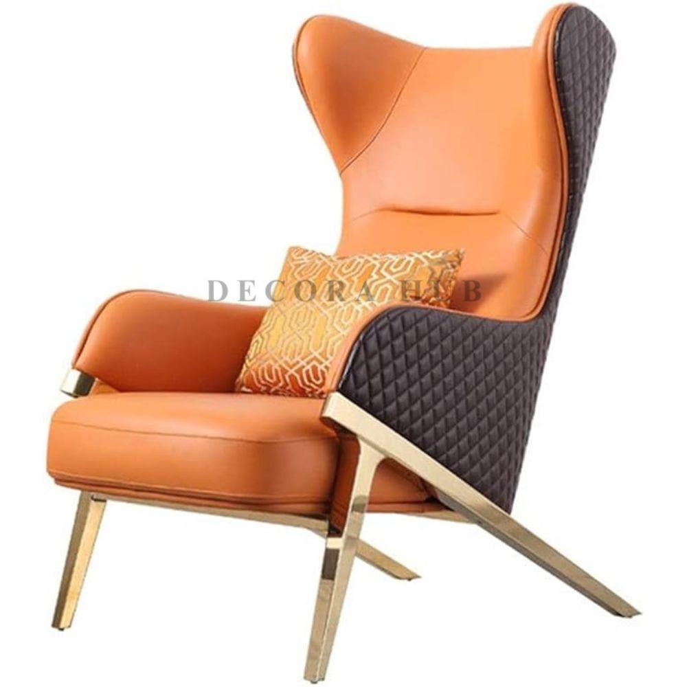 Luxurious Orange & Black Combination Lounge Chair