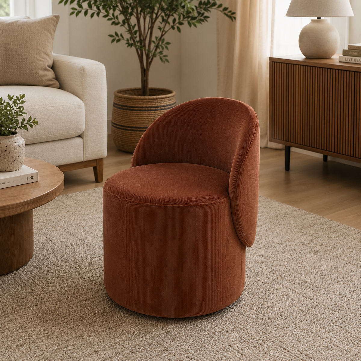 Terra Velvet Ottoman