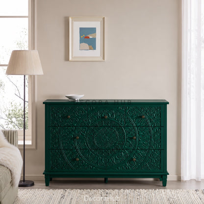 Mandala Emerald Green Wooden Sideboard