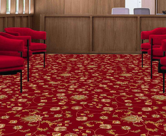 Flora Deep Red Wall To Wall Carpet