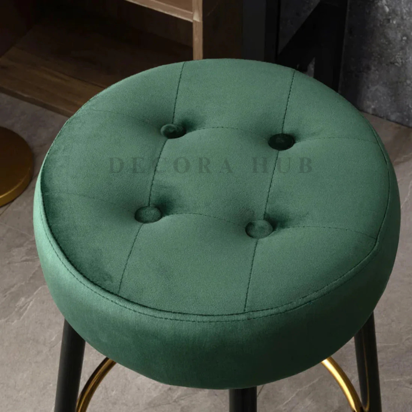 Luxe Velvet Bar Stool with Slim Iron Legs