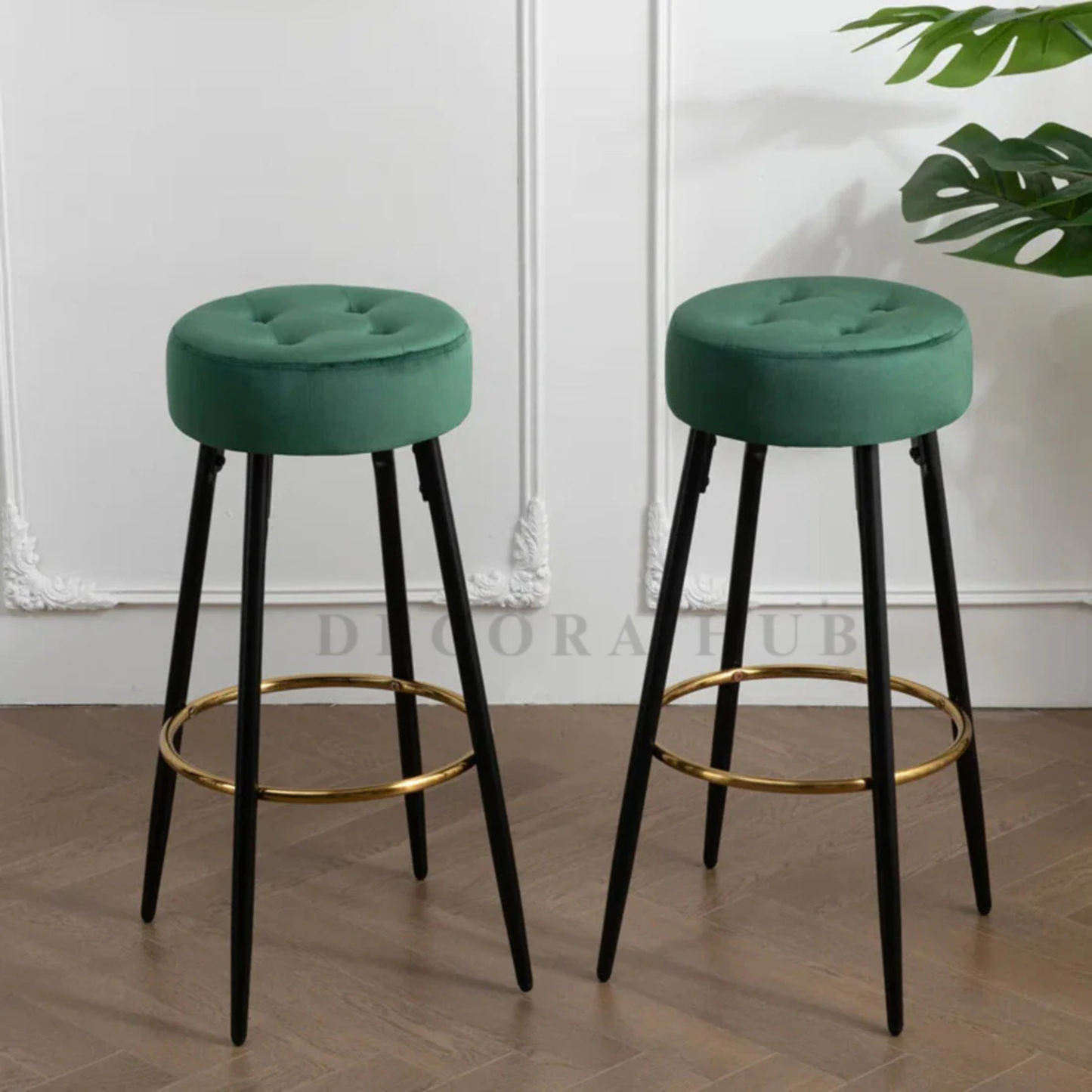 Luxe Velvet Bar Stool with Slim Iron Legs
