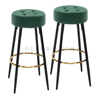 Green Velvet Bar Stool with Slim Iron Legs – Green Velvet Bar Stool by DecoraHub