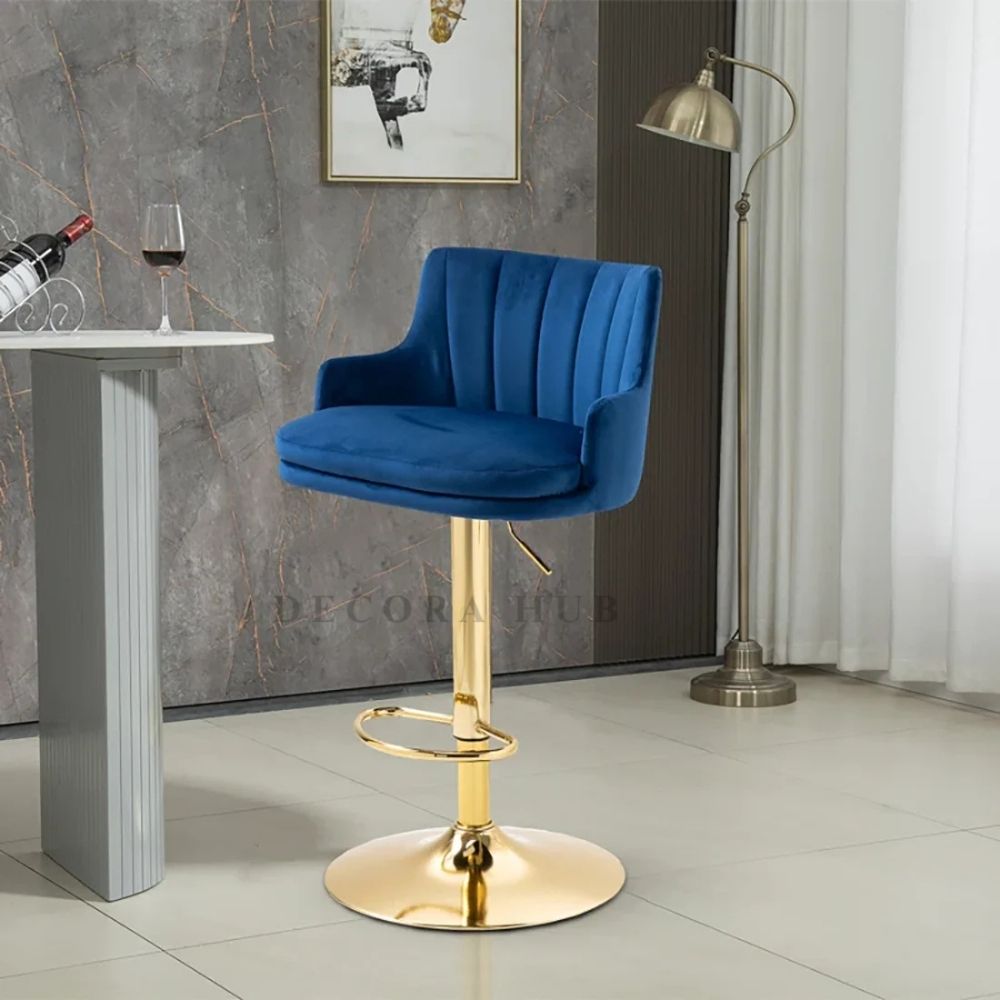 Luxury Blue Velvet Bar Stool