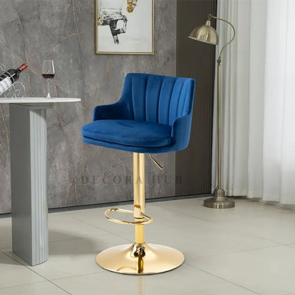 Luxury Blue Velvet Bar Stool – Blue Velvet Bar Stool by DecoraHub