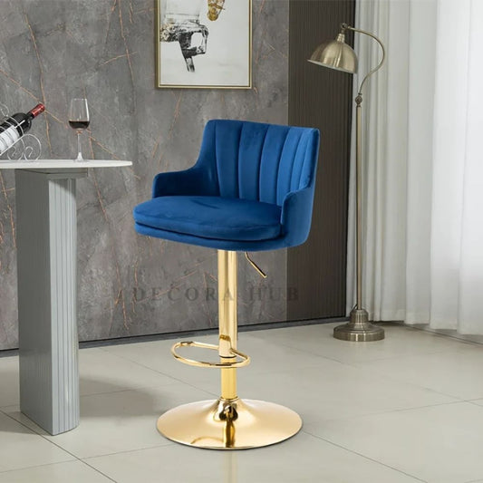 Luxury Blue Velvet Bar Stool