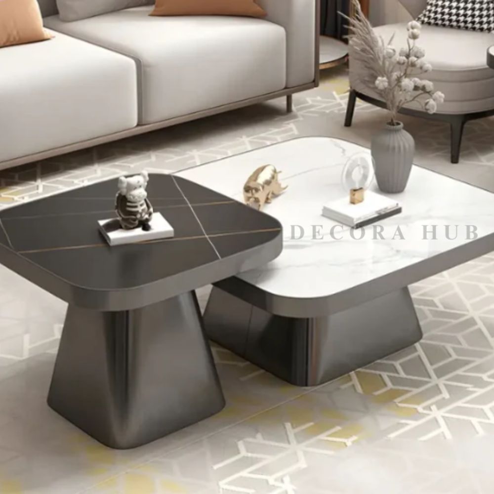 Stainless Steel Frame and Marble Top Coffee Table for Living Room