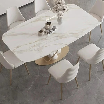 Axis White Dining Table With Marble Top