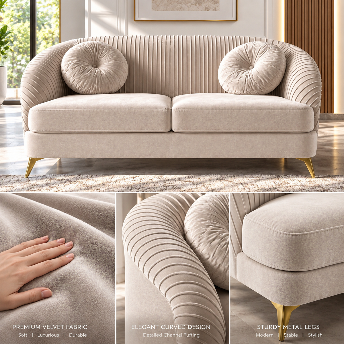 Aria Velvet Sofa